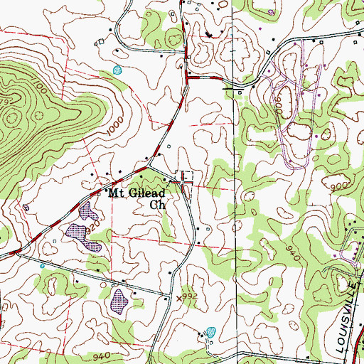 Topographic Map of Mount Gilead Cemetery, TN