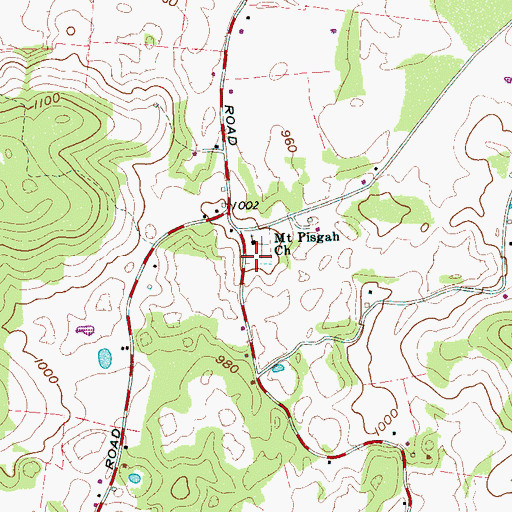 Topographic Map of Mount Pisgah Cemetery, TN