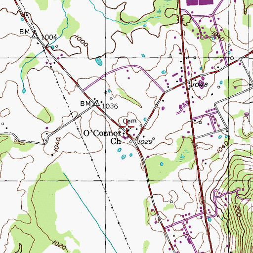 Topographic Map of O'Connor Cemetery, TN