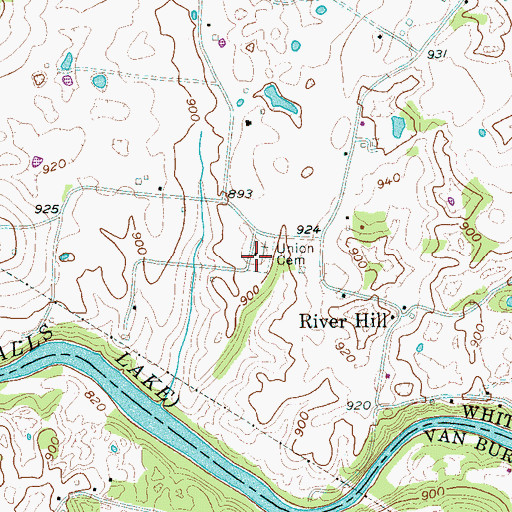 Topographic Map of Old Union Cumberland Presbyterian Church, TN