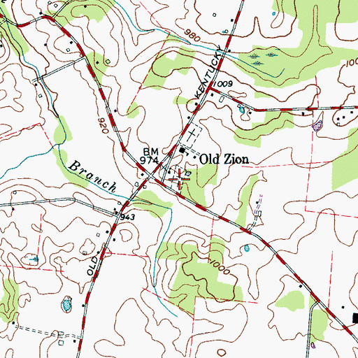 Topographic Map of Old Zion Cemetery, TN