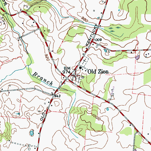 Topographic Map of Old Zion Cumberland Presbyterian Church, TN