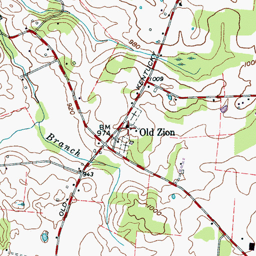 Topographic Map of Old Zion School (historical), TN