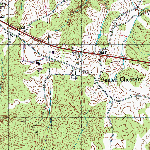 Topographic Map of Peeled Chestnut Cemetery, TN