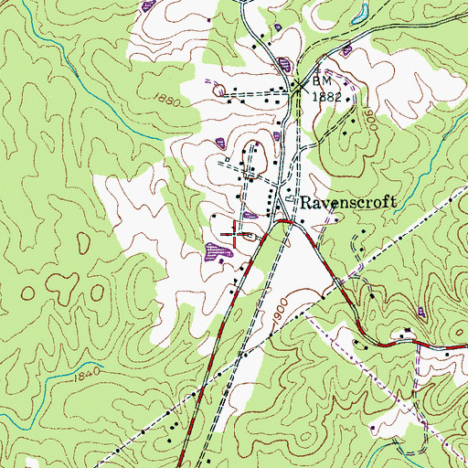 Topographic Map of Ravenscroft School (historical), TN