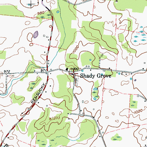 Topographic Map of Shady Grove Methodist Church, TN
