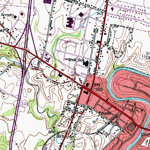 Topographic Map of Sparta Shopping Center, TN