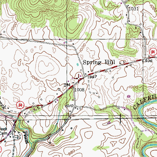 Topographic Map of Spring Hill Presbyterian Church, TN