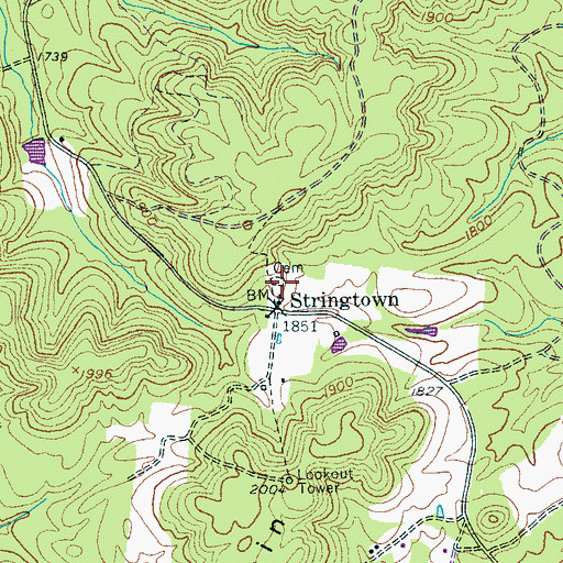 Topographic Map of Stringtown Cemetery, TN