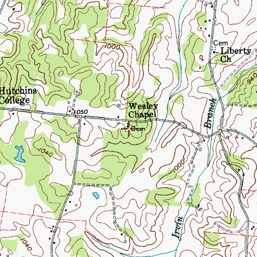 Topographic Map of Wesleys Chapel Cemetery, TN