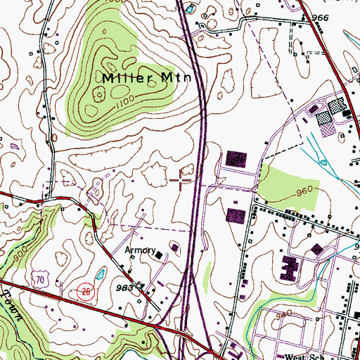 Topographic Map of West Towne Plaza Shopping Center, TN