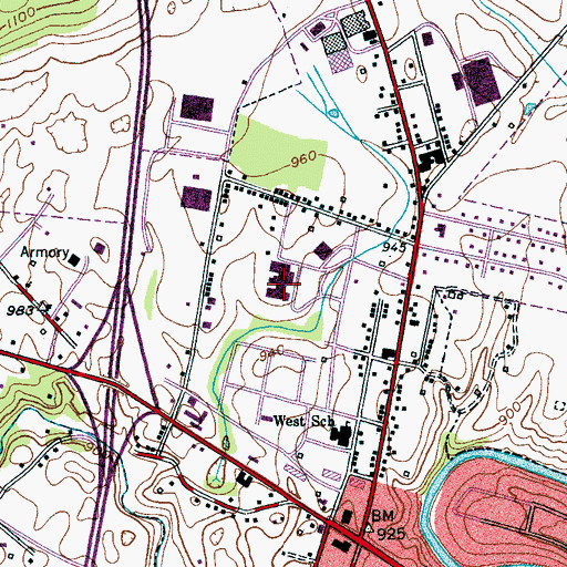 Topographic Map of White County High School, TN