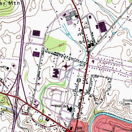 Topographic Map of White-Van Buren Vocational School, TN