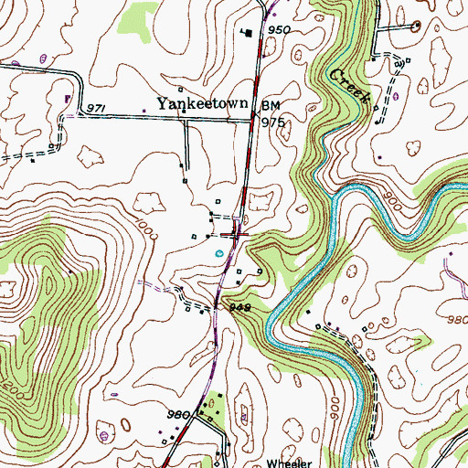 Topographic Map of Yankeetown Free Will Christian Baptist Church, TN