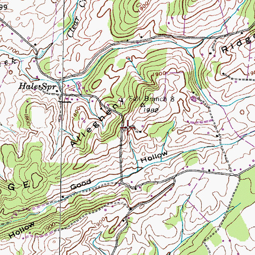 Topographic Map of Allegheny Freewill Baptist Church (historical), TN