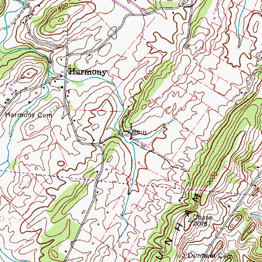 Topographic Map of Bacon Cemetery, TN