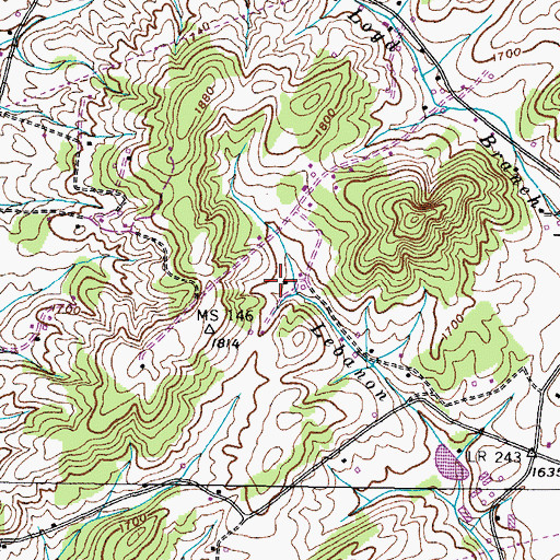 Topographic Map of Bailey Cemetery, TN