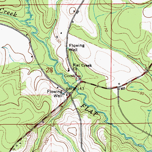 Topographic Map of Flat Creek Cemetery, AL