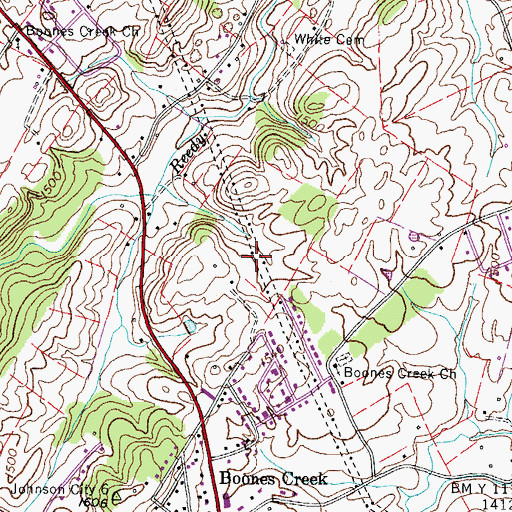 Topographic Map of Bowman Cemetery, TN