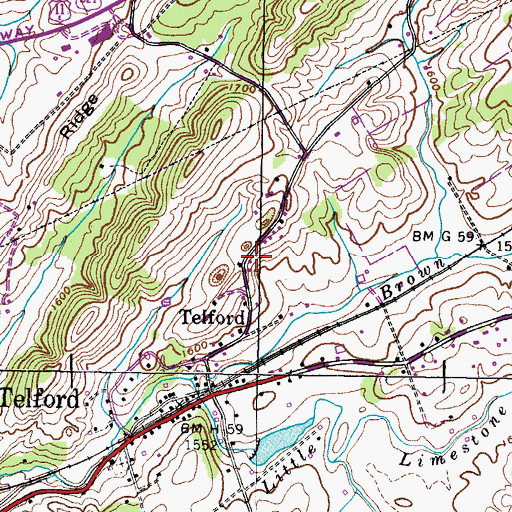 Topographic Map of Brown Cemetery, TN