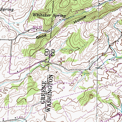 Topographic Map of Brown Cemetery, TN