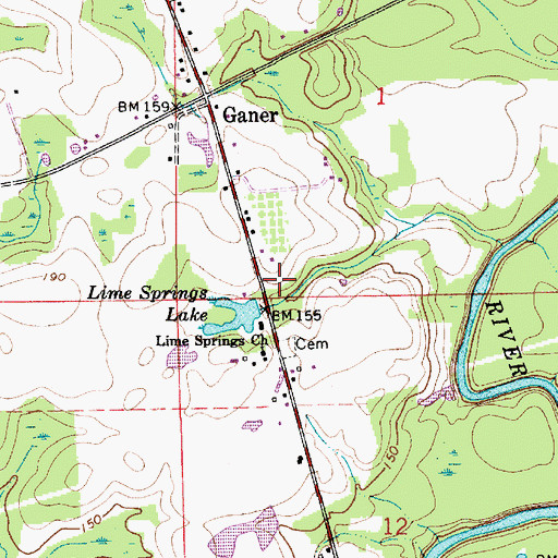 Topographic Map of Ganer School (historical), AL