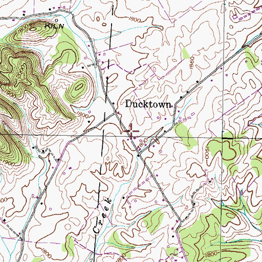 Topographic Map of Cherry Hill Cemetery, TN