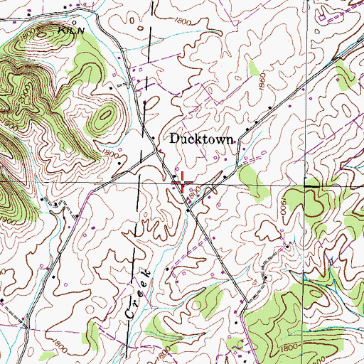 Topographic Map of Cherry Hill Freewill Baptist Church, TN