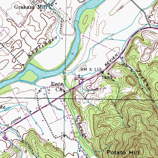 Topographic Map of Clark Cemetery, TN