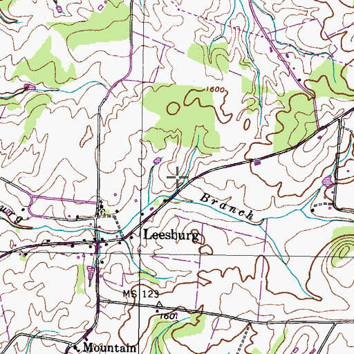 Topographic Map of De Vault Cemetery, TN