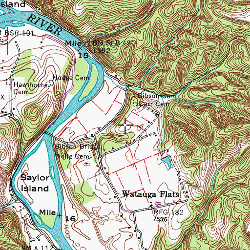 Topographic Map of Dungan Cemetery, TN