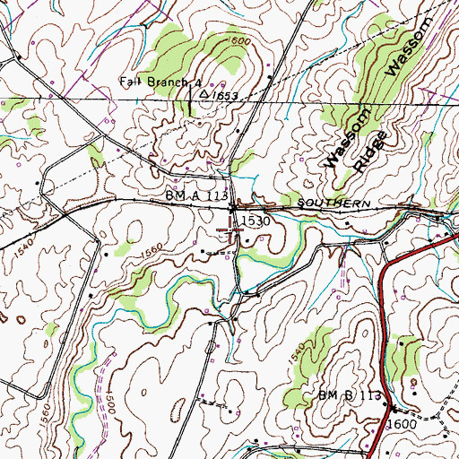 Topographic Map of Earnests Chapel Cemetery, TN