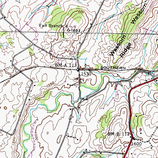 Topographic Map of Earnests Chapel Methodist Church (historical), TN