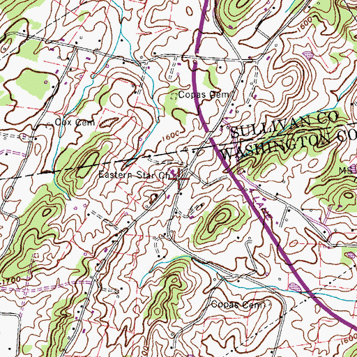 Topographic Map of Eastern Star Cemetery, TN