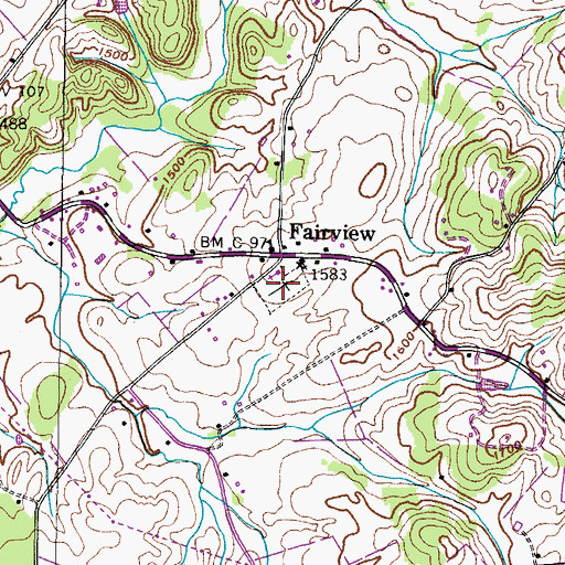 Topographic Map of Fairview Cemetery, TN