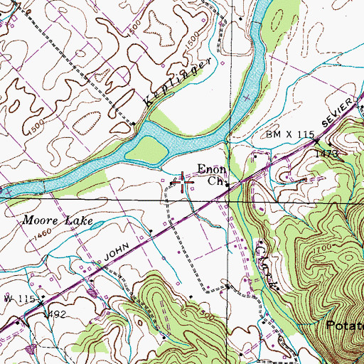 Topographic Map of France Cemetery, TN