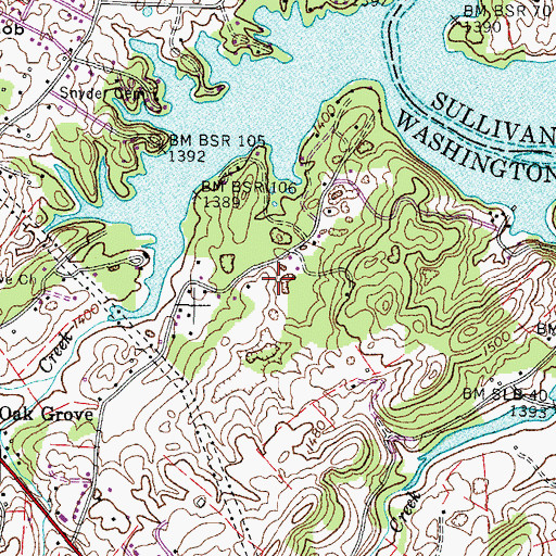 Topographic Map of Friday Cemetery, TN