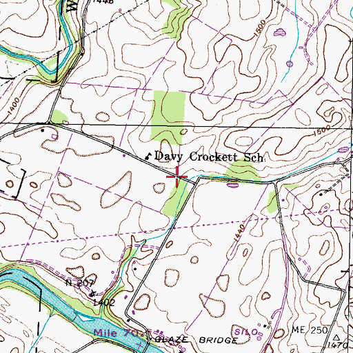 Topographic Map of Glaze Cemetery, TN