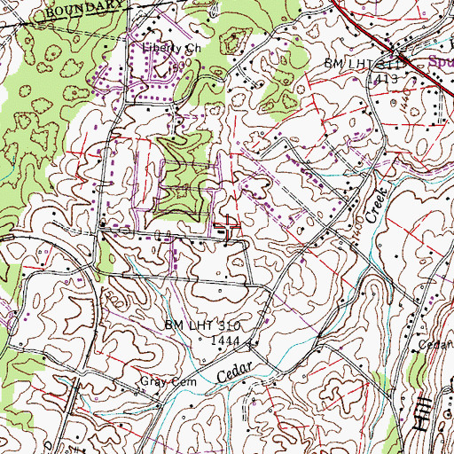 Topographic Map of Gray Cemetery, TN