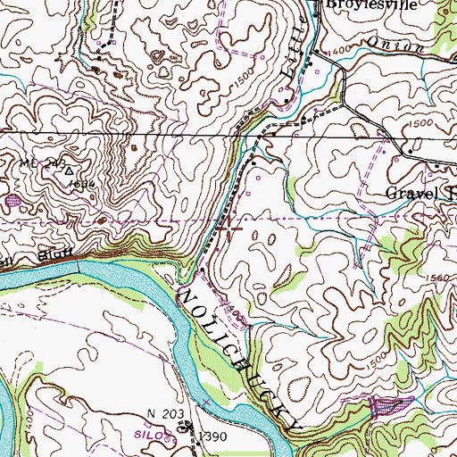Topographic Map of Greenway Cemetery, TN