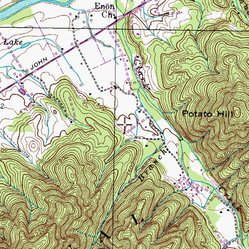 Topographic Map of Henley Cemetery, TN