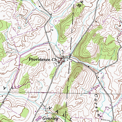 Topographic Map of Houston Cemetery, TN