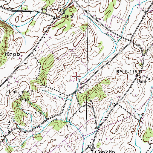 Topographic Map of Humphreys Cemetery, TN