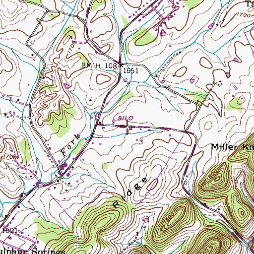 Topographic Map of Hunt Cemetery, TN