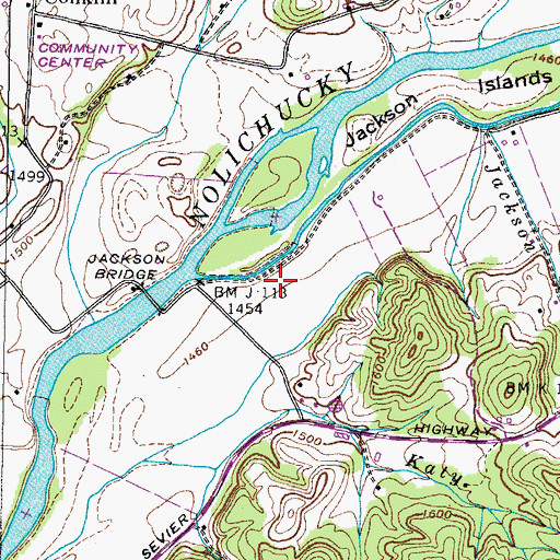 Topographic Map of Jackson Cemetery, TN