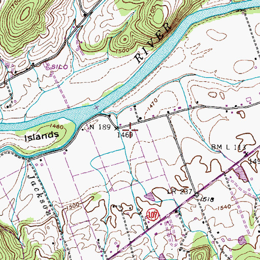 Topographic Map of Johnson Cemetery, TN