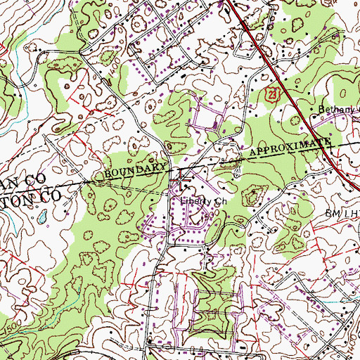 Topographic Map of Liberty Cemetery, TN