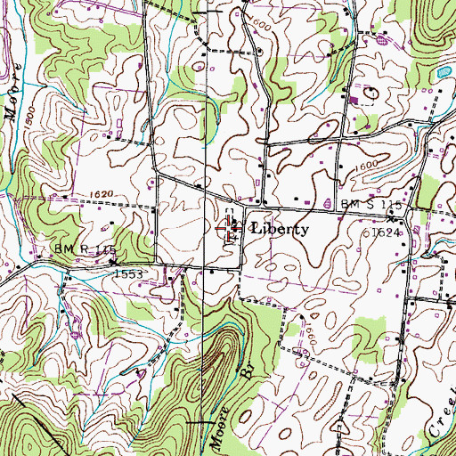 Topographic Map of Liberty Cemetery, TN