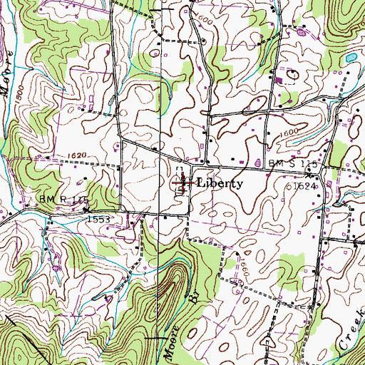 Topographic Map of Liberty Freewill Baptist Church, TN