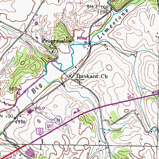 Topographic Map of Limestone Cemetery, TN